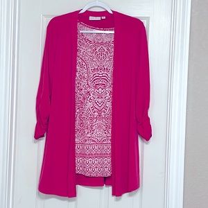 Susan Graver Long Pink  Print Tank and Jacket M